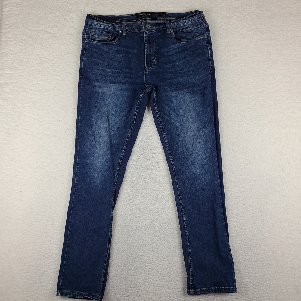 Kenneth Cole Jeans Mens‎ 36x32 Blue Slim Fit Dark Wash Denim